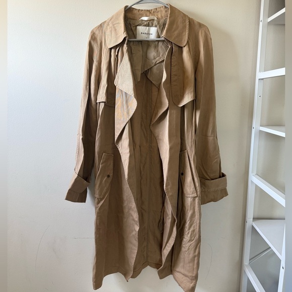 Aritzia Babaton Lawson Beige Tan Trench Coat Sz M 100% Lyocell - Picture 6 of 15
